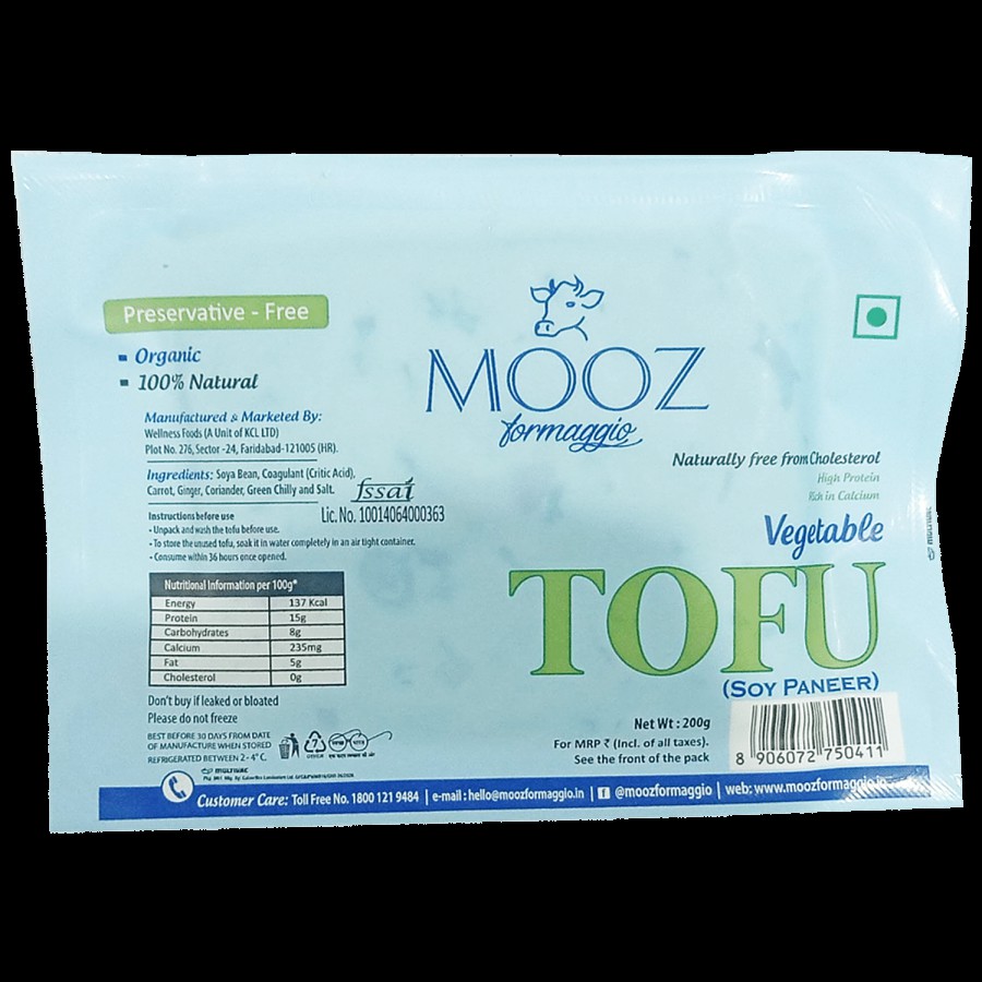 MOOZ Organic Vegetable Tofu/Soy Paneer