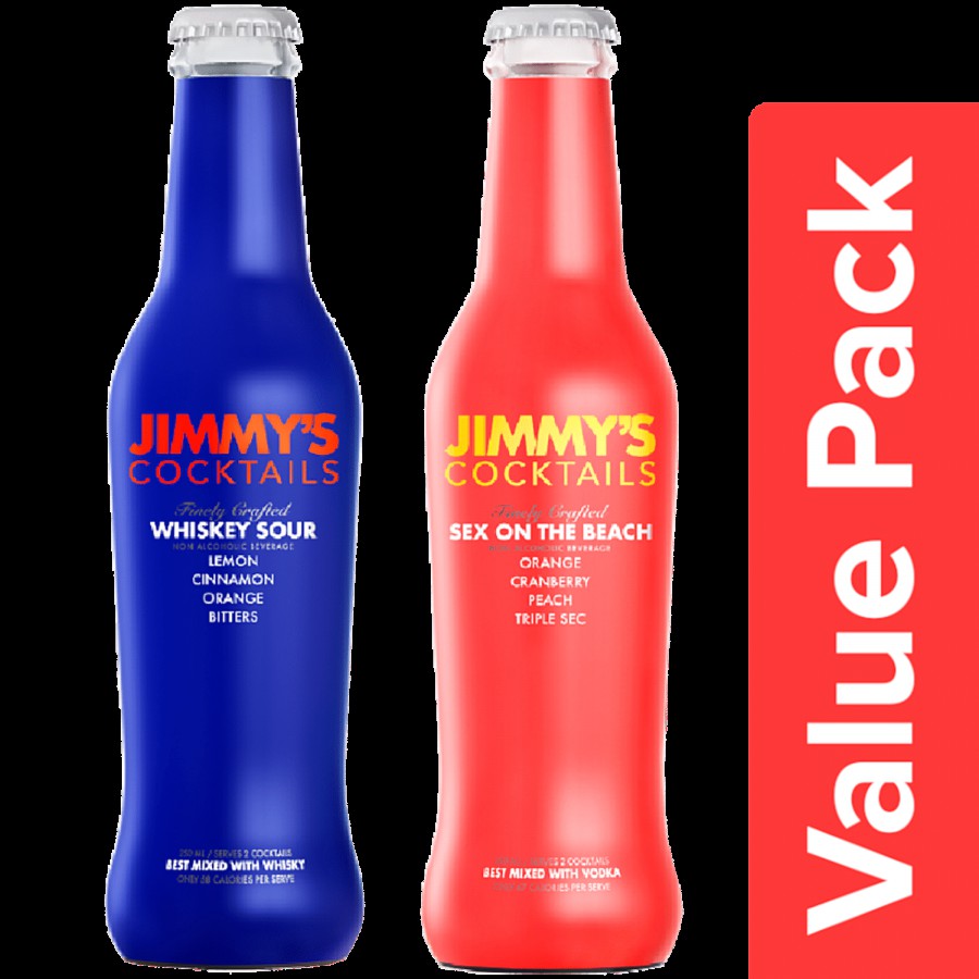 JIMMY'S COCKTAILS Non Alcoholic Beverage - Whiskey Sour Mixer 250ml + Sex On The Beach Mixer 250ml