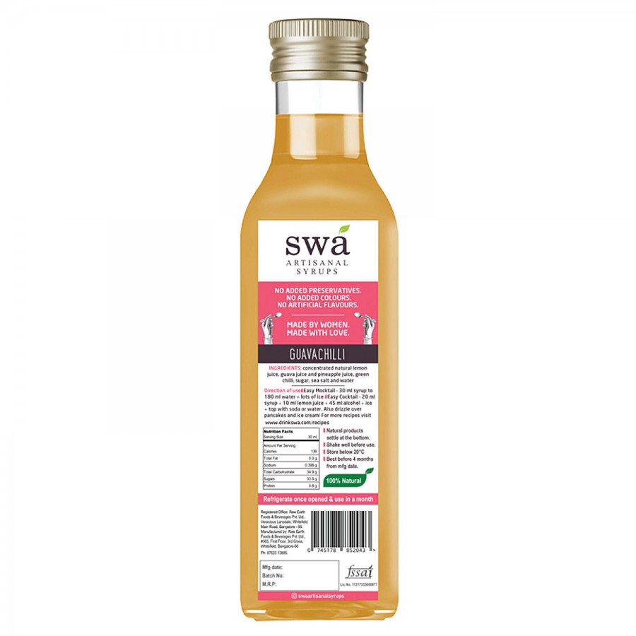 Swa Artisanal Syrups Guava Chilli Syrup - Makes 8-10 Drinks