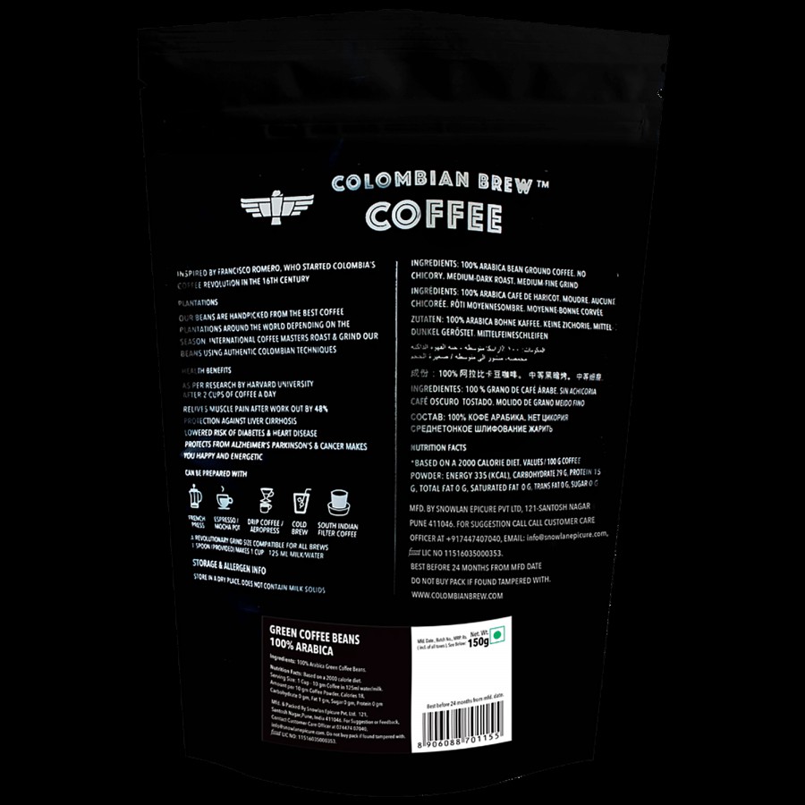 Colombian Brew Coffee 100% Arabica Green Coffee Beans - Rich Aroma & Flavour