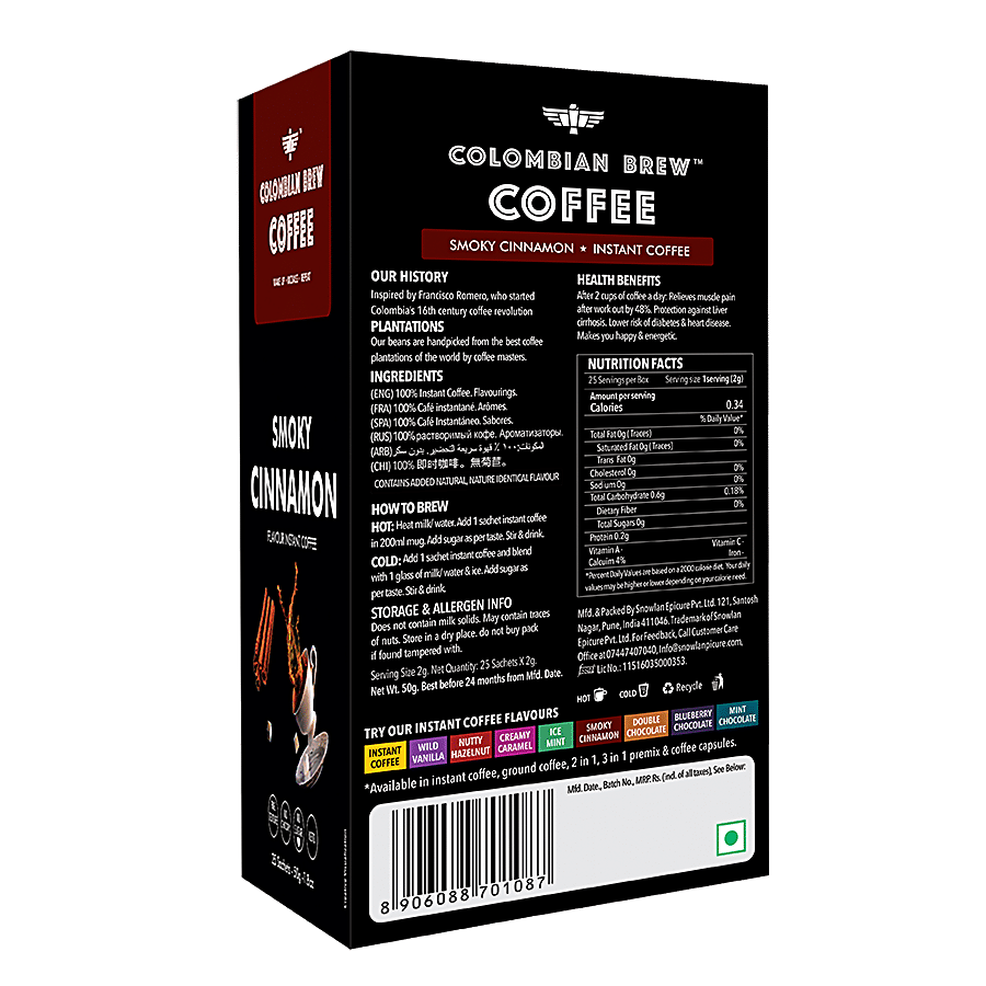 Colombian Brew Coffee Instant Coffee - Smoky Cinnamon