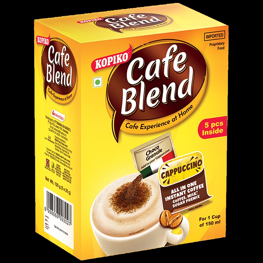 Kopiko Cafe Blend Cappuccino All In 1 Premix Instant Coffee