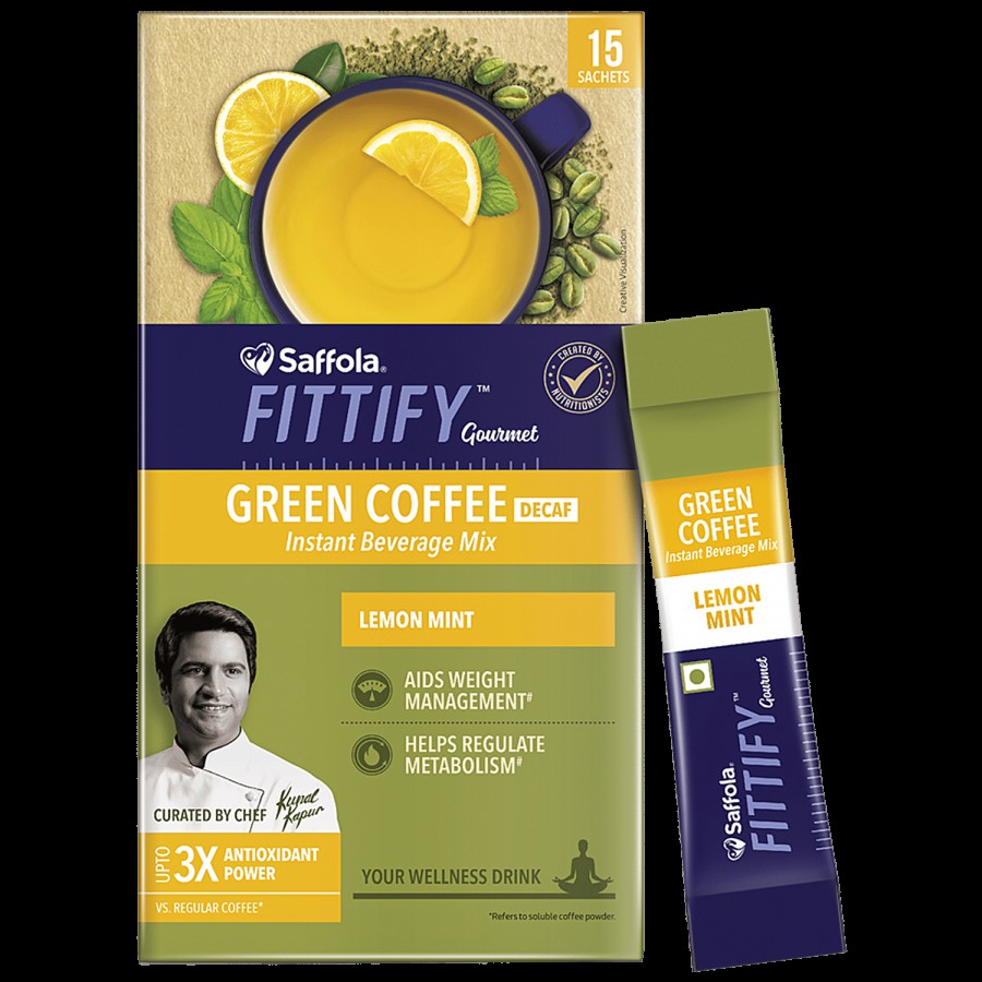 Saffola FITTIFY Gourmet Green Coffee Instant Beverage Mix - Lemon Mint