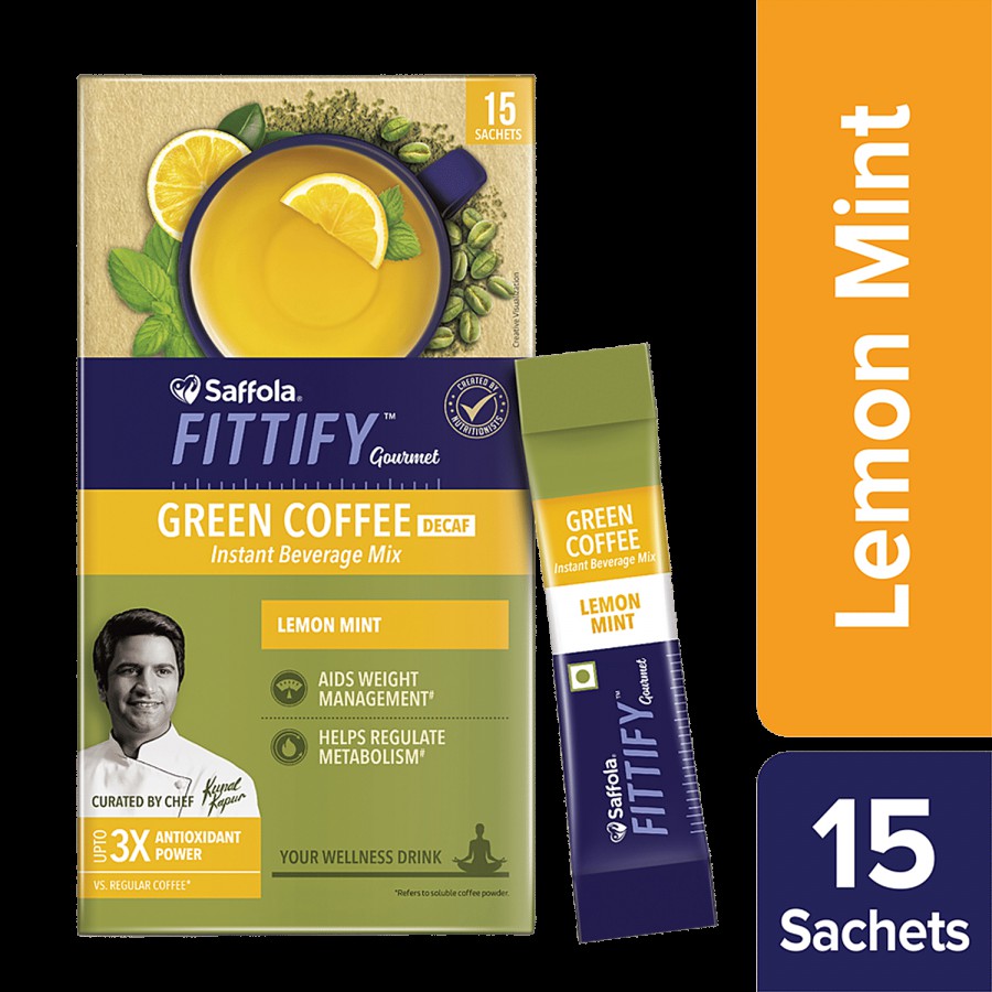 Saffola FITTIFY Gourmet Green Coffee Instant Beverage Mix - Lemon Mint