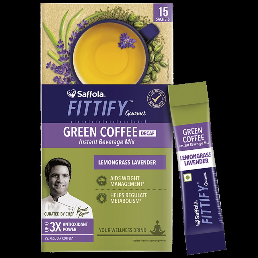 Saffola FITTIFY Gourmet Green Coffee Instant Beverage Mix - Lemongrass Lavender