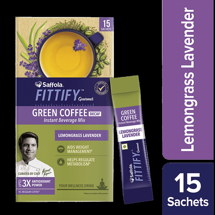 Saffola FITTIFY Gourmet Green Coffee Instant Beverage Mix - Lemongrass Lavender