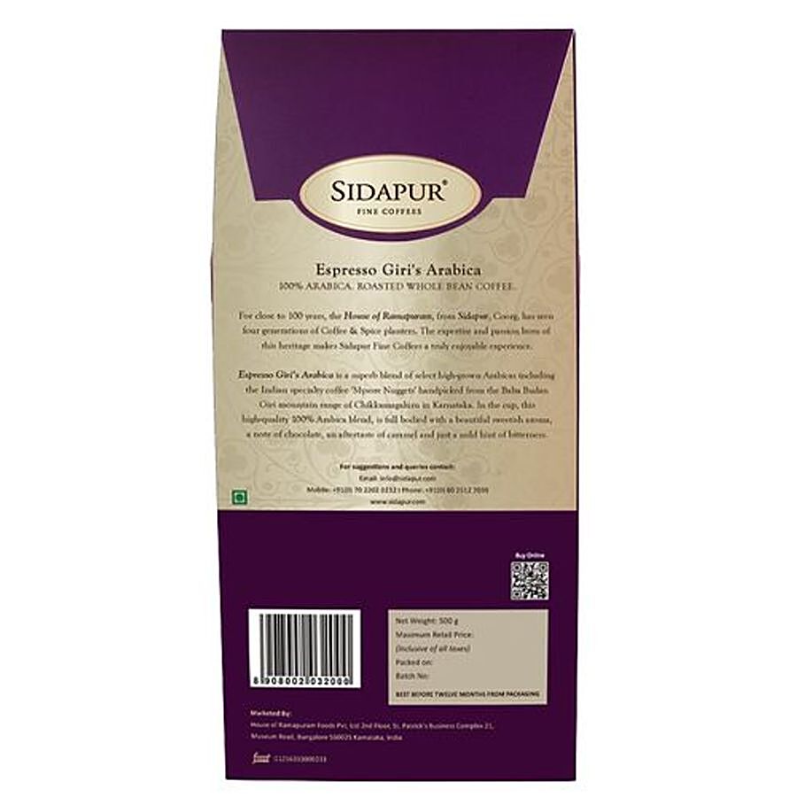 Sidapur Espresso Giri's Arabica Whole Bean Coffee - 100% Arabica