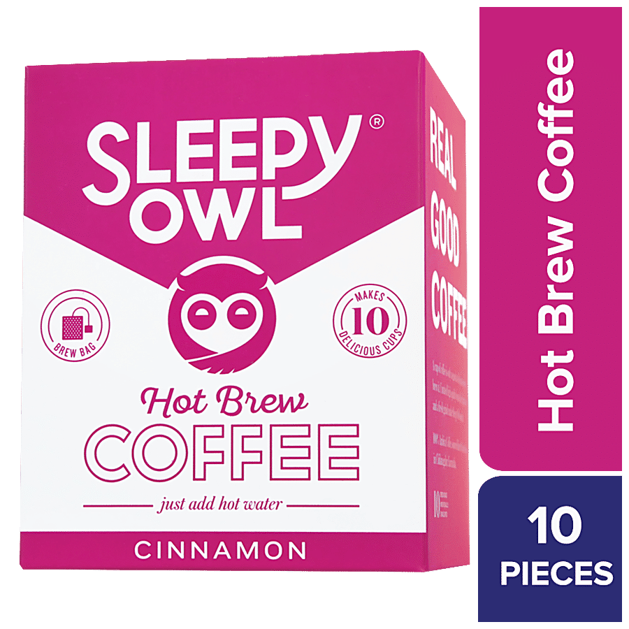 Sleepy Owl Cinnamon Hot Brew Bags - Fine Quality Arabica Beans Blend