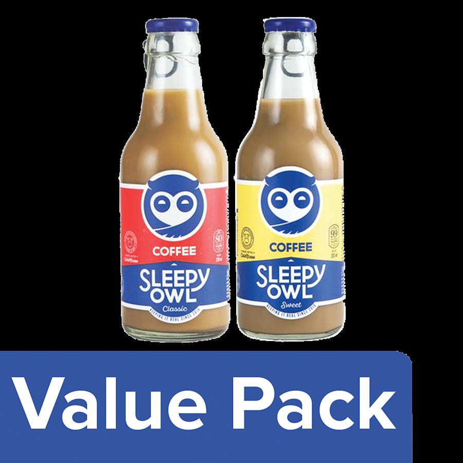 Sleepy Owl Cold Brew Coffee (Classic) 200 ml + Cold Brew Coffee (Sweet) 200 ml