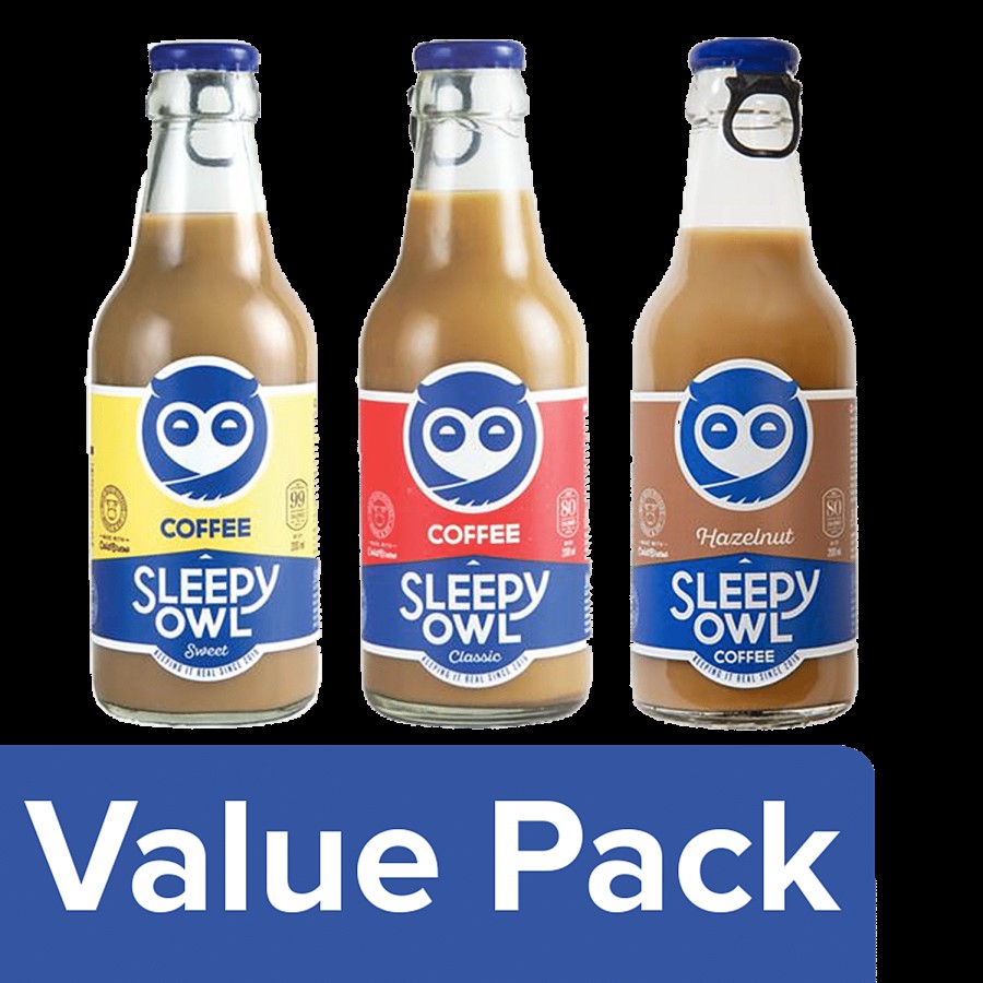 Sleepy Owl Cold Brew Coffee (Classic)+Cold Brew Coffee (Sweet)+Hazelnut Coffee (200ml each)