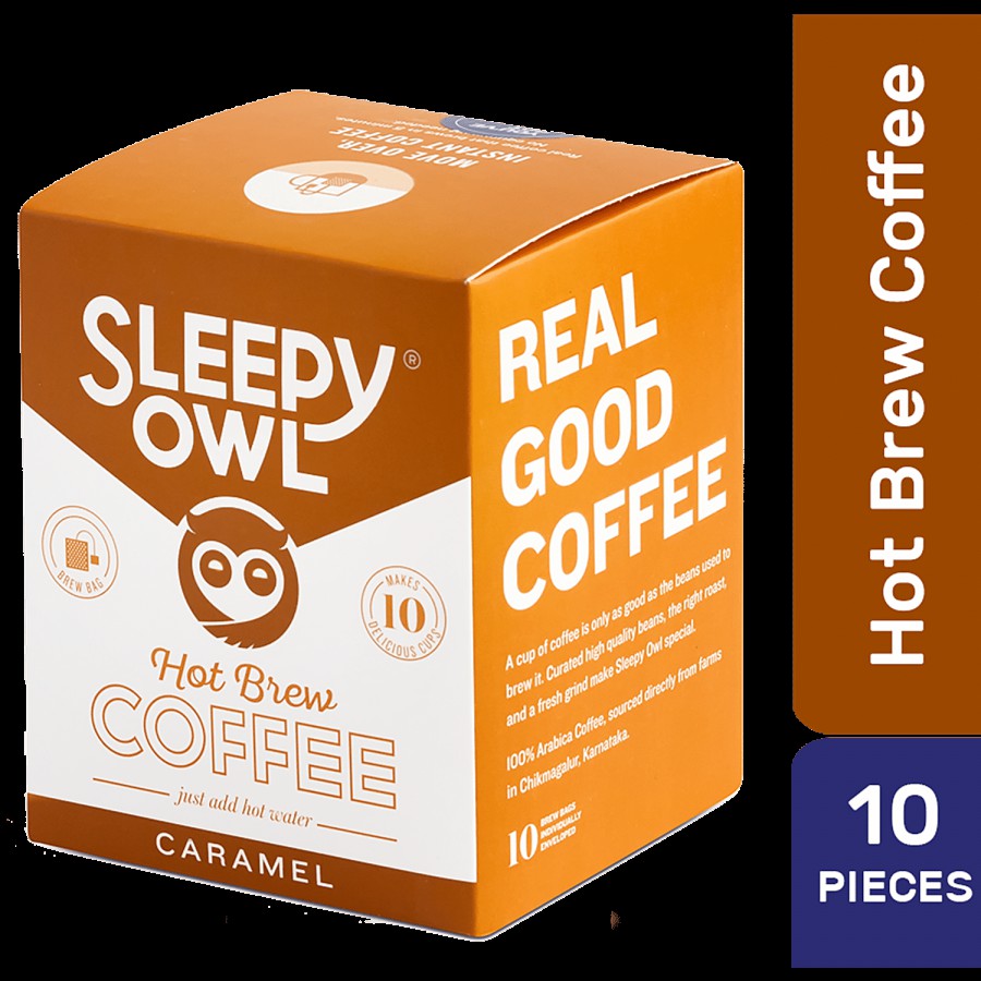 Sleepy Owl Hot Brew Caramel Bags - Arabica Beans Blend