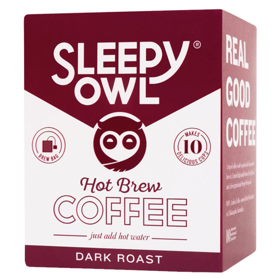 Sleepy Owl Hot Brew Coffee - Dark Roast (20 Bags x 15 g each)