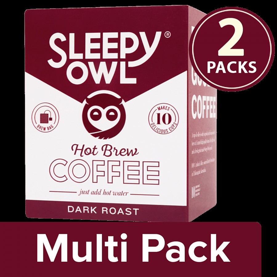 Sleepy Owl Hot Brew Coffee - Dark Roast (20 Bags x 15 g each)