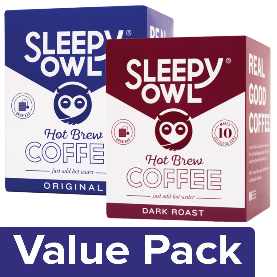 Sleepy Owl Hot Brew Coffee Original (10 Bagsx15g) + Hot Brew Coffee Dark Roast(10 Bagsx15g)