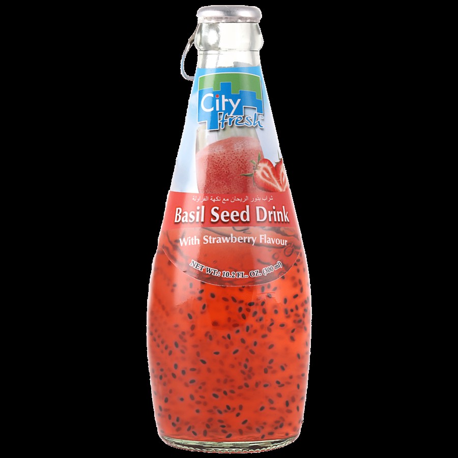 City Fresh Basil Seed Strawberry Flavour Drink - Refreshing