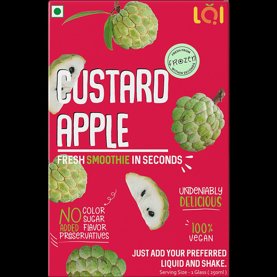 LQI Ready To Make Smoothie Pack-Custard Apple +Strawberry (125g each)+Dragon Pop150g