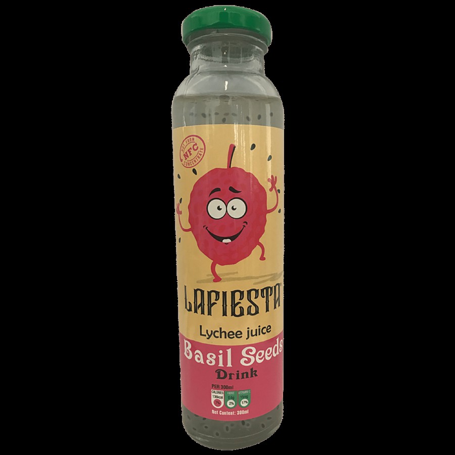 Lafiesta Lychee Juice Basil Seeds Drink - Rich In Vitamins & Fibre