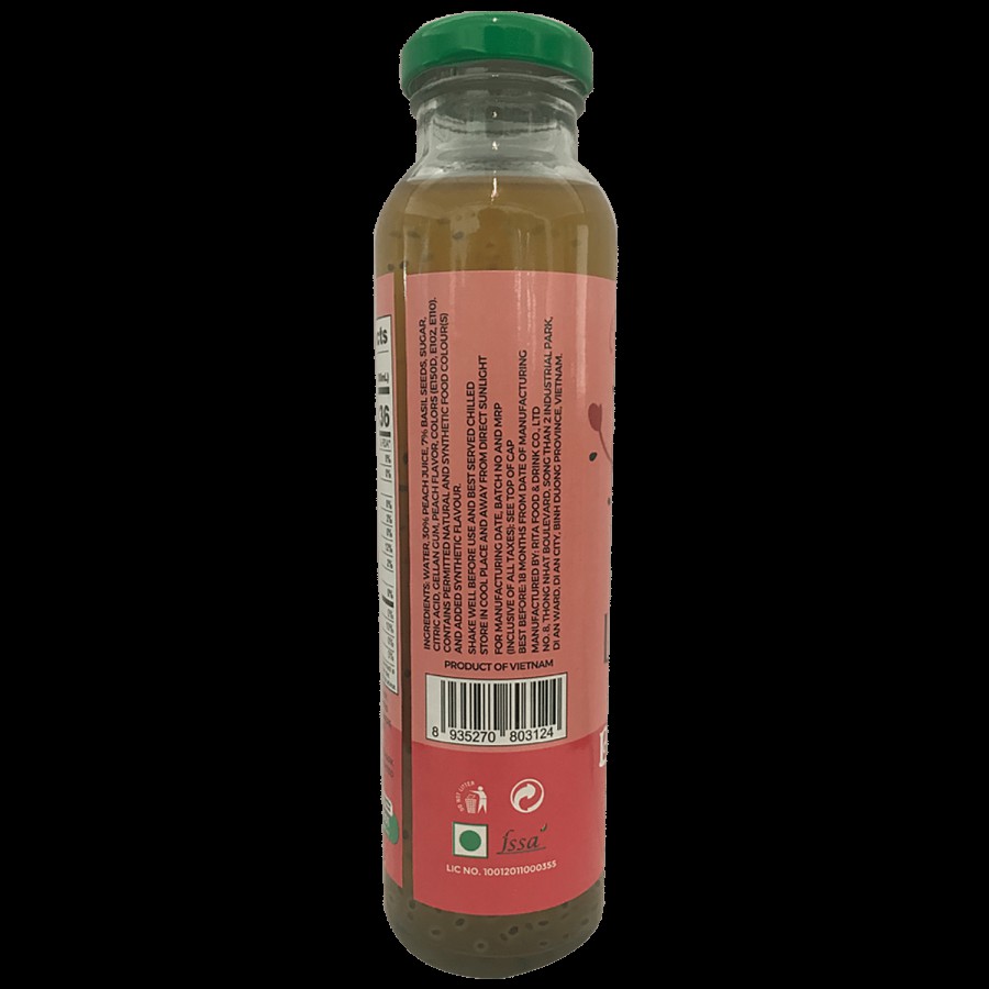 Lafiesta Peach Juice Basil Seeds Drink - Rich In Vitamins & Fibre