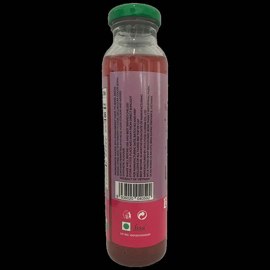 Lafiesta Strawberry Juice Basil Seeds Drink - Rich In Vitamins & Fibre