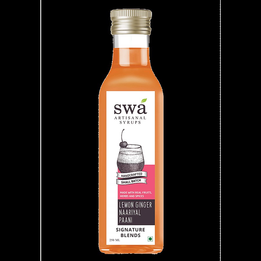 Swa Artisanal Syrups Lemon Ginger Nariyal Paani Syrup - 100% Natural