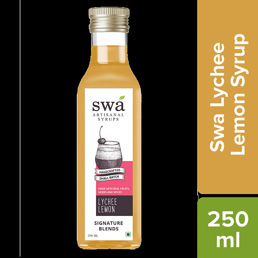 Swa Artisanal Syrups Lychee Lemon Syrup - 100% Natural