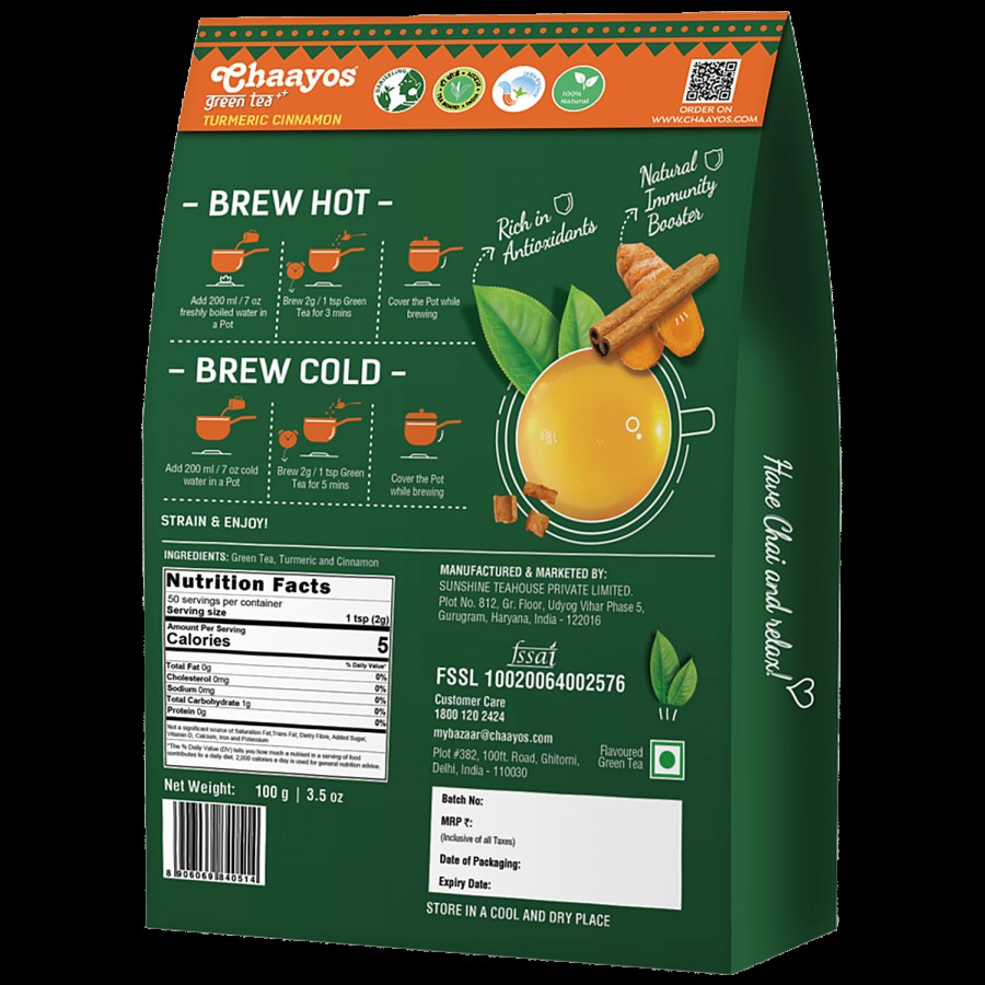 Chaayos Green Tea - Turmeric Cinnamon