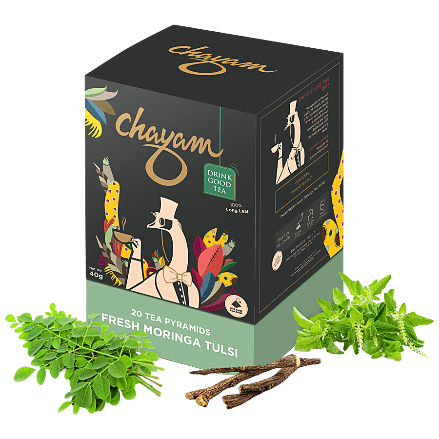 Chayam Moringa Tulsi Green Tea with Ginger - Wellness Tea