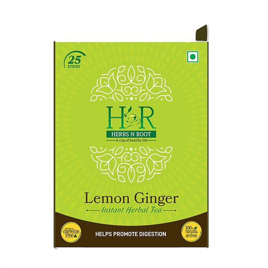 Herbs N Root Lemon Ginger Instant Herbal Tea - Promotes Digestion