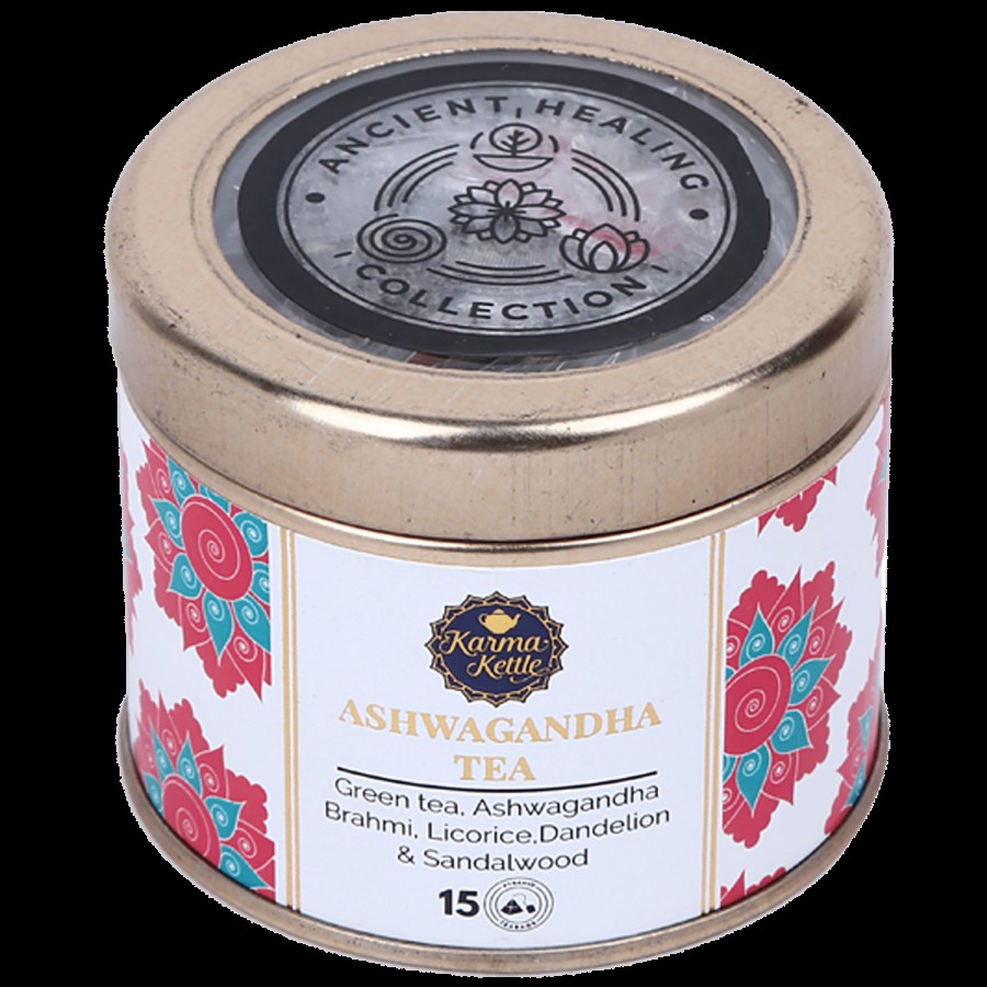 Karma Kettle Ancient Healing Collection - Ashwagandha Green Tea With Stevia & Sandalwood Powder