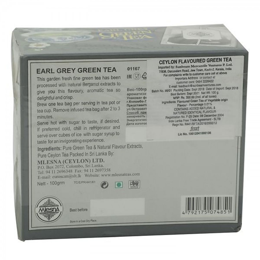 Mlesna Flavored Green Tea Bags - Earl Grey