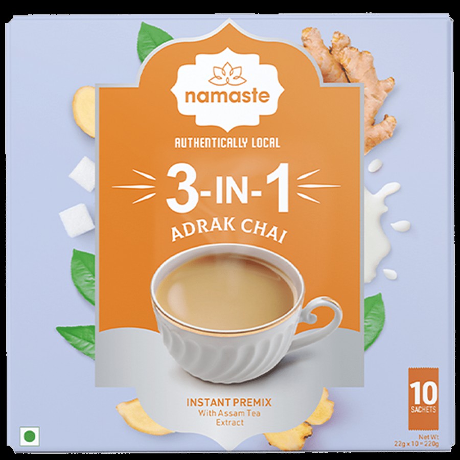 NAMASTE CHAI  3-In-1 Instant Tea Premix - Adrak Chai