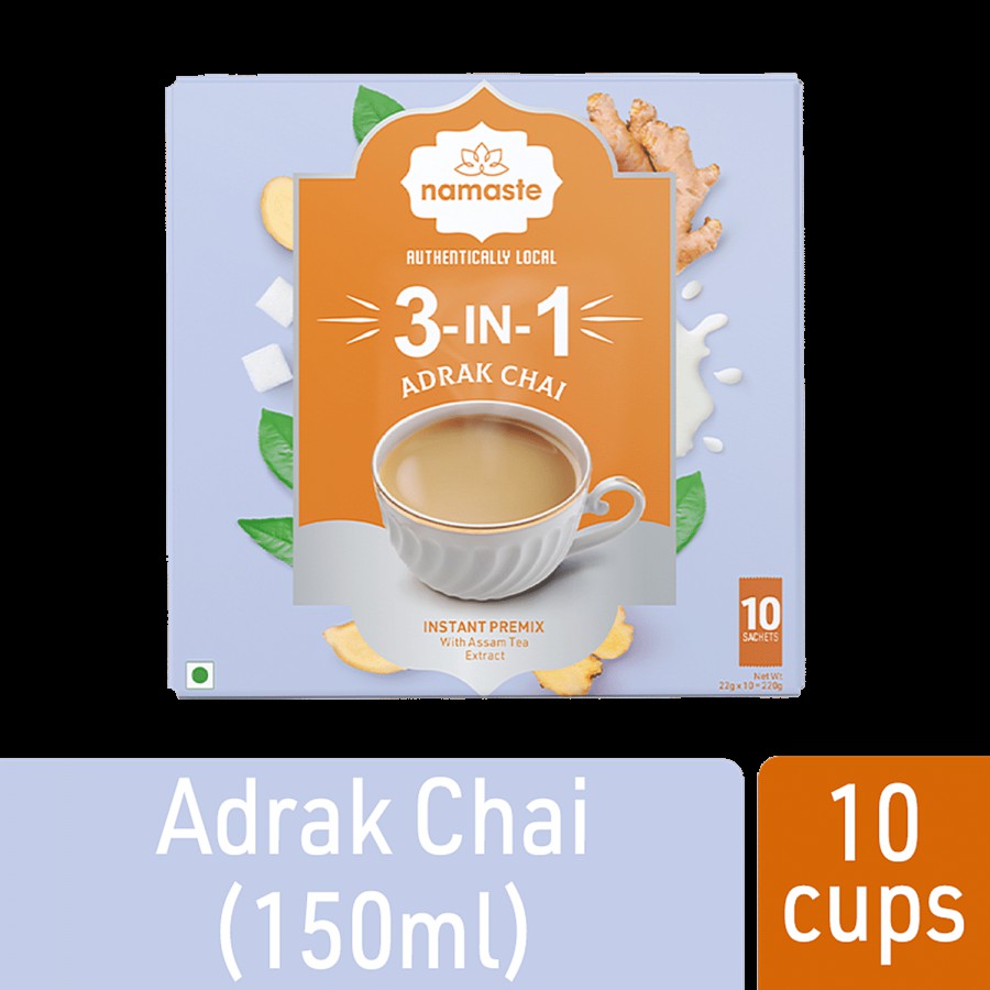 NAMASTE CHAI  3-In-1 Instant Tea Premix - Adrak Chai