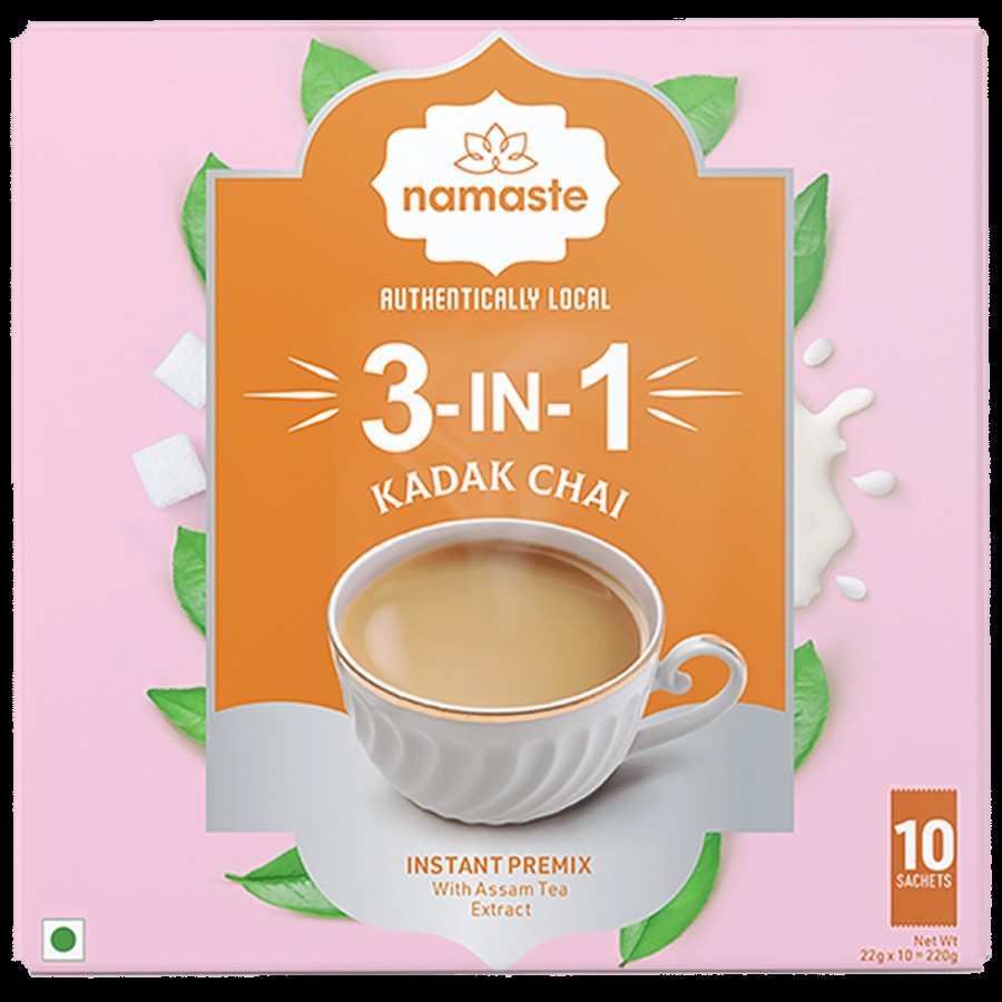 NAMASTE CHAI  3-In-1 Instant Tea Premix - Kadak Chai