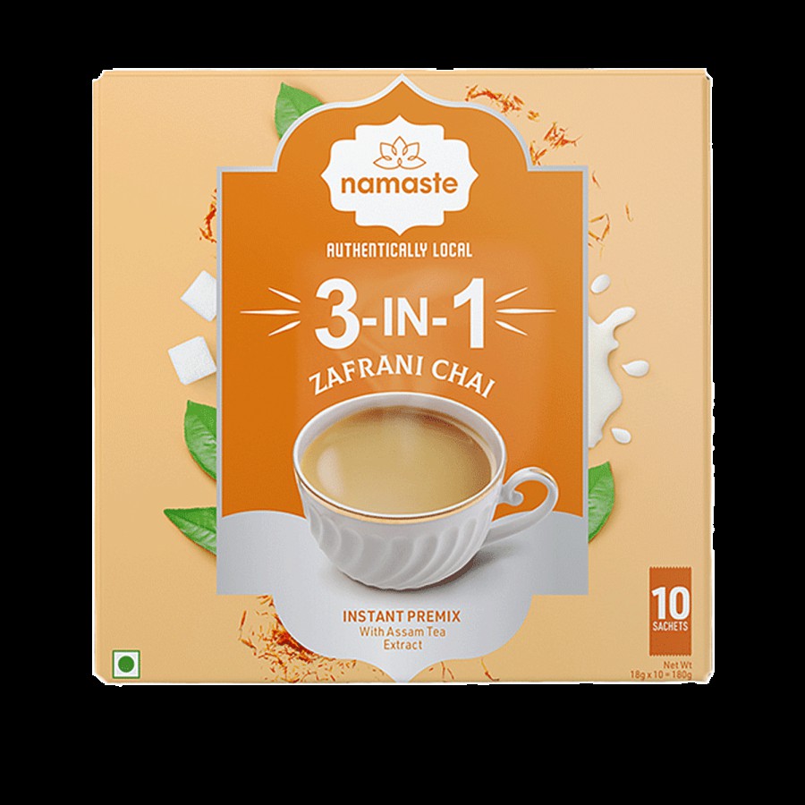 NAMASTE CHAI  3-In1 Instant Tea Premix - Zafrani  Chai