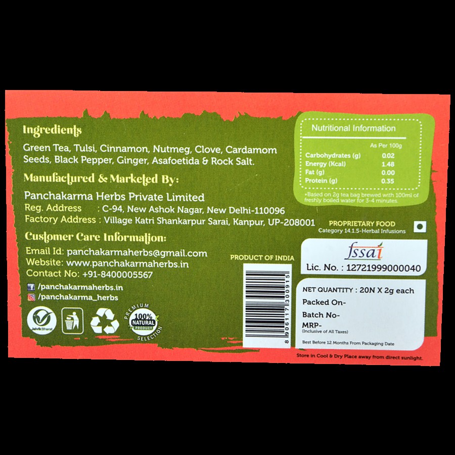 Nature Chai Detox Kahwa Green Tea - Biodegradable Pyramid Bags