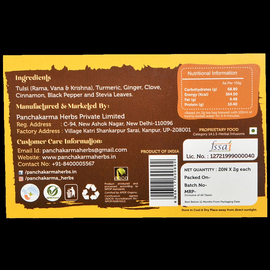 Nature Chai Golden Turmeric Tulsi Tea - Biodegradable Pyramid Bags