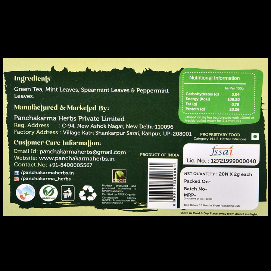 Nature Chai Moroccan Mint Green Tea - Biodegradable Pyramid Bags