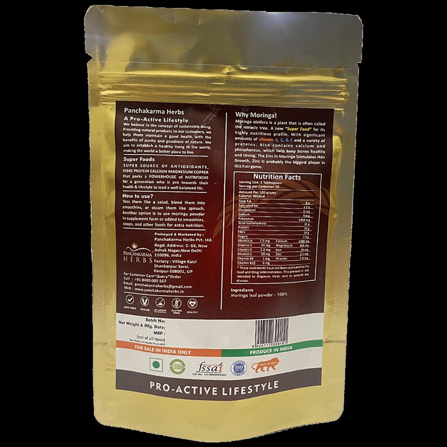 Panchakarma Herbs Superfood Moringa Powder - Rich In Vitamin A & Calcium