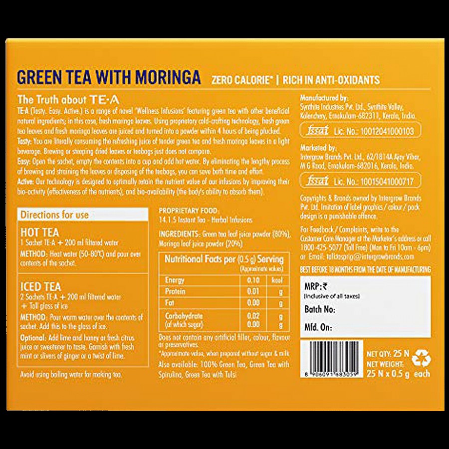 Sprig Tea TE.A Green Tea With Moringa - Fully Soluble