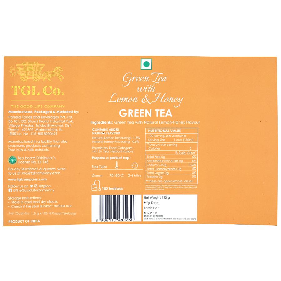 TGL Co. Lemon & Honey Green Tea Bags