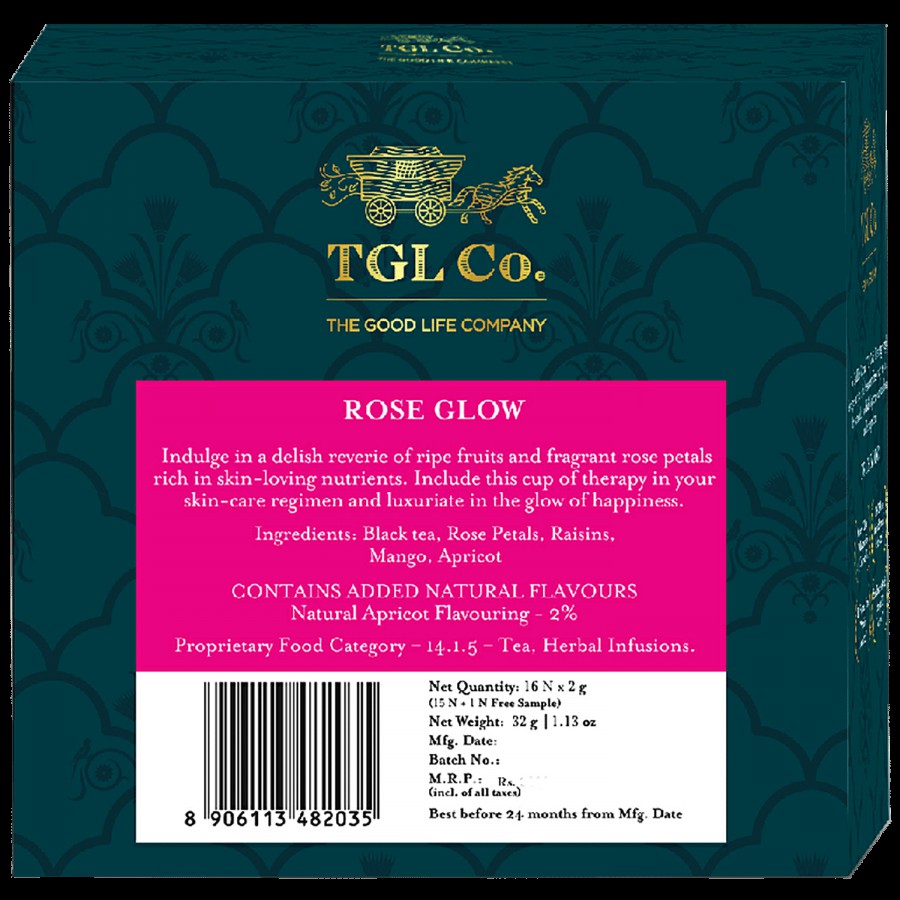 TGL Co. Rose Glow Black Tea Bags Make Brew Iced Tea or Hot Tea