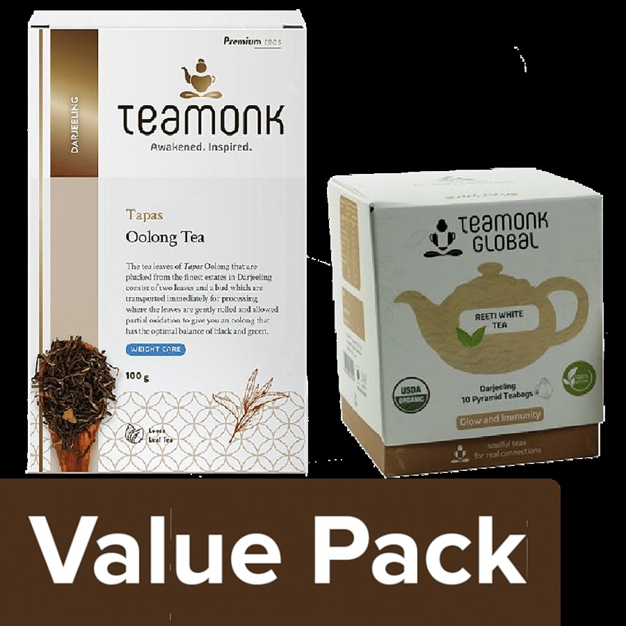 Teamonk Darjeeling Oolong Tea -Tapas 100 g + White Tea -Reeti