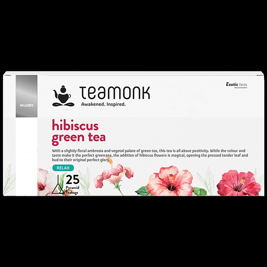 Teamonk Hibiscus Green Tea - Helps To Feel Relaxed