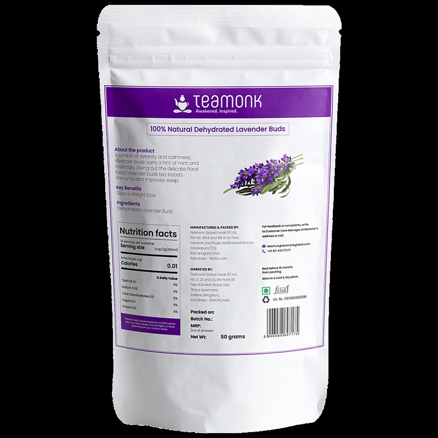 Teamonk Lavender Bud Herbal Tea - Helps Reduce Stress