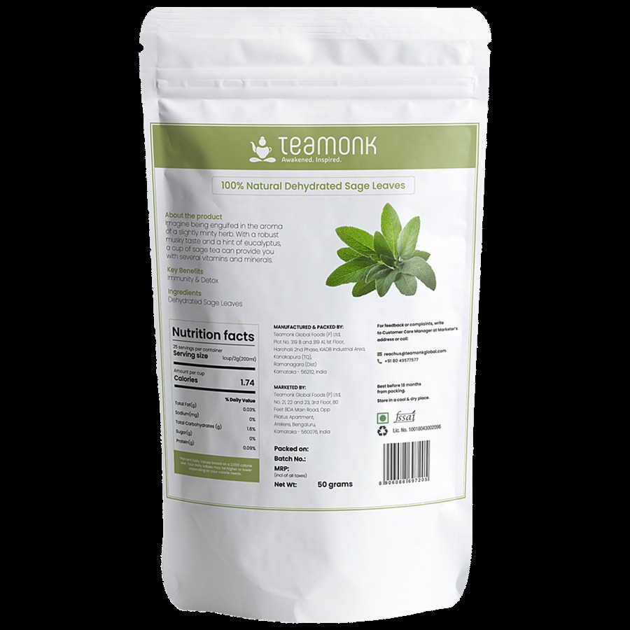 Teamonk Sage Herbal Tea - High In Nutrients & Antioxidants