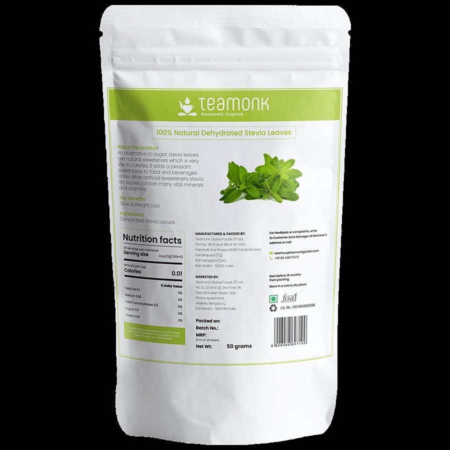 Teamonk Stevia Leaves Herbal Tea - Provides Glowing Skin