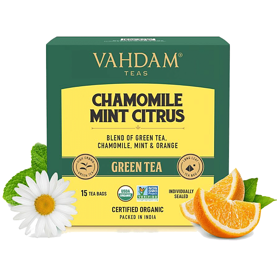 Vahdam  Organic Green Tea - Chamomile Mint Citrus