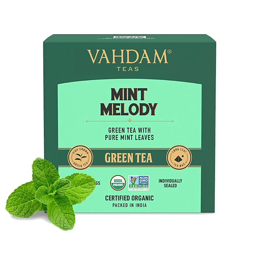 Vahdam  Organic Mint Melody Long Leaf Green Tea