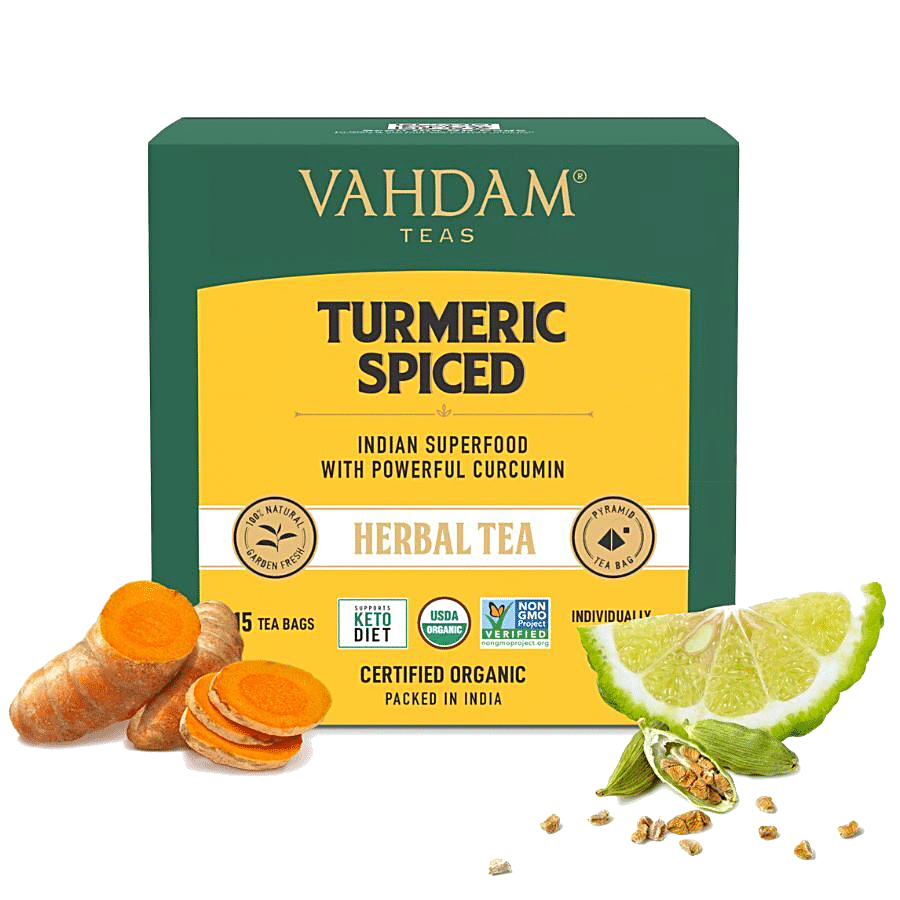 Vahdam  Organic Turmeric Spiced Herbal Tea Bags - Detox Tea