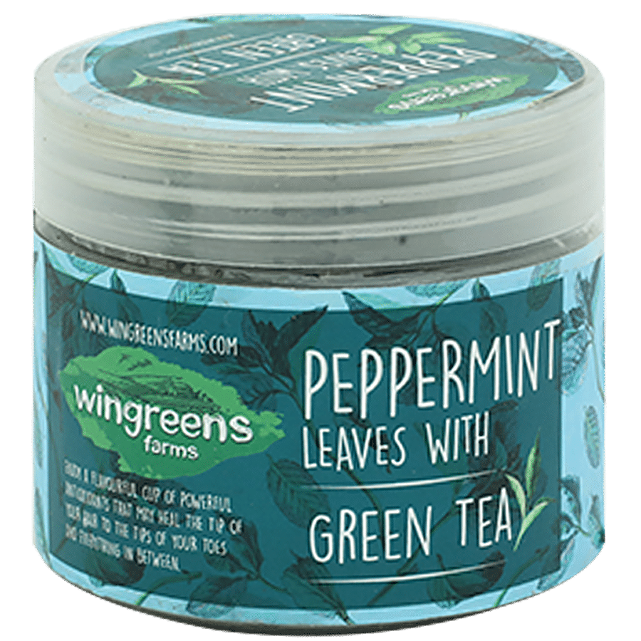 Wingreens Farms Green Tea - With Peppermint Leaves